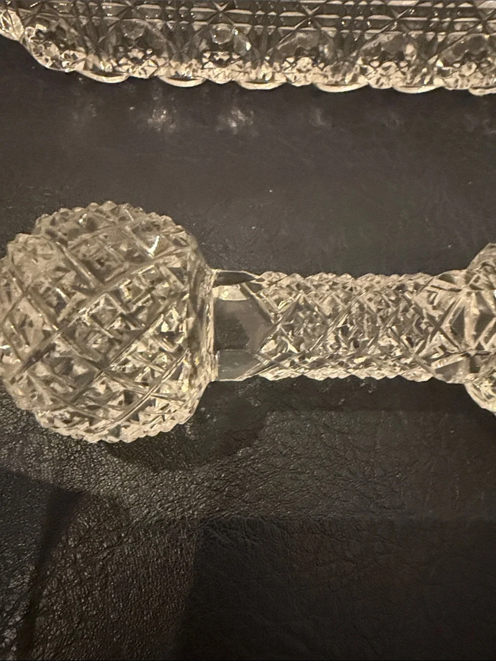 Clear Cut-Glass Butter Dish and Double-Ended Knife Rest